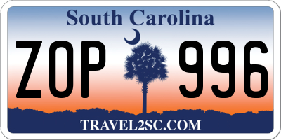 SC license plate ZOP996