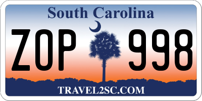 SC license plate ZOP998