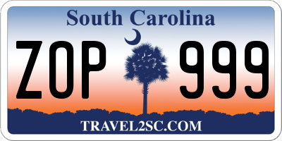 SC license plate ZOP999