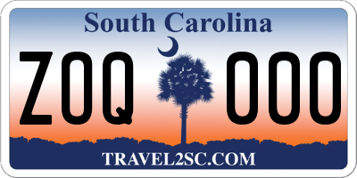 SC license plate ZOQ000