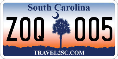 SC license plate ZOQ005