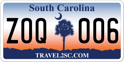 SC license plate ZOQ006