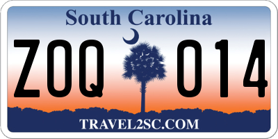 SC license plate ZOQ014
