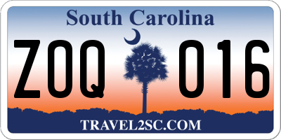 SC license plate ZOQ016
