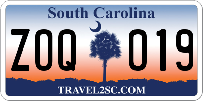 SC license plate ZOQ019