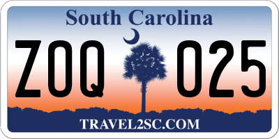 SC license plate ZOQ025