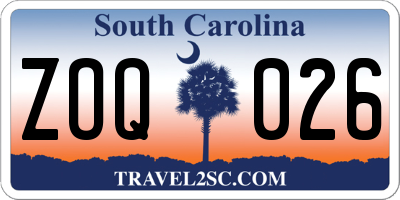 SC license plate ZOQ026