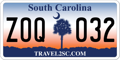 SC license plate ZOQ032