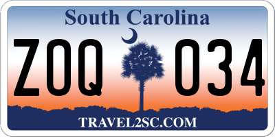 SC license plate ZOQ034