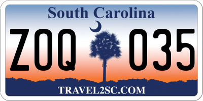 SC license plate ZOQ035
