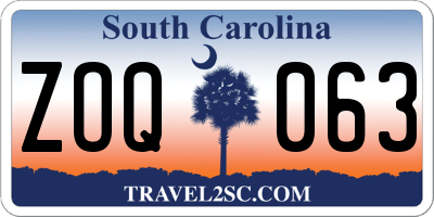 SC license plate ZOQ063