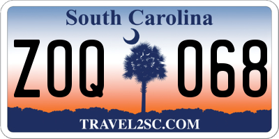 SC license plate ZOQ068