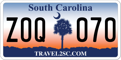 SC license plate ZOQ070