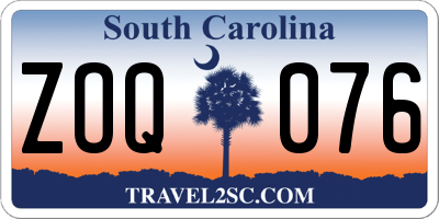 SC license plate ZOQ076