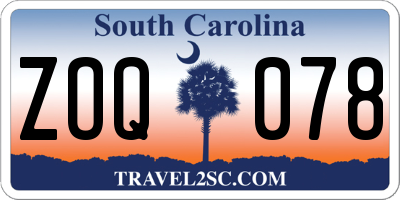 SC license plate ZOQ078