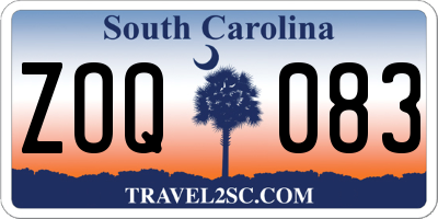 SC license plate ZOQ083