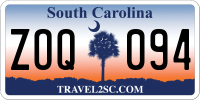 SC license plate ZOQ094