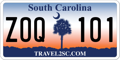 SC license plate ZOQ101
