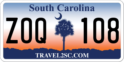 SC license plate ZOQ108