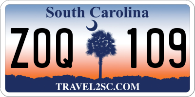 SC license plate ZOQ109