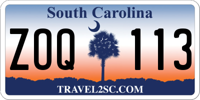 SC license plate ZOQ113