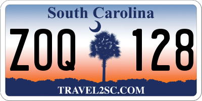 SC license plate ZOQ128