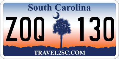 SC license plate ZOQ130