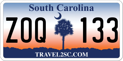 SC license plate ZOQ133