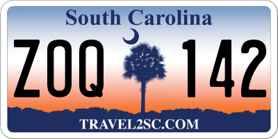SC license plate ZOQ142