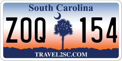 SC license plate ZOQ154