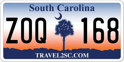 SC license plate ZOQ168