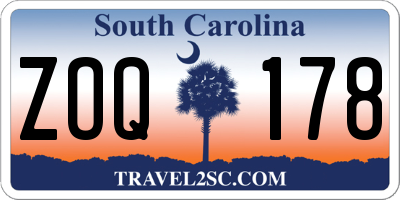 SC license plate ZOQ178