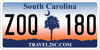 SC license plate ZOQ180