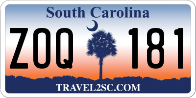SC license plate ZOQ181