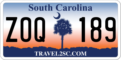 SC license plate ZOQ189