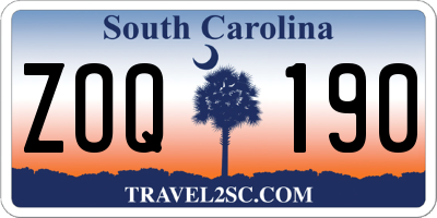 SC license plate ZOQ190