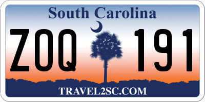 SC license plate ZOQ191