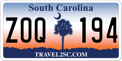 SC license plate ZOQ194