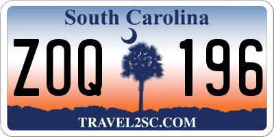 SC license plate ZOQ196