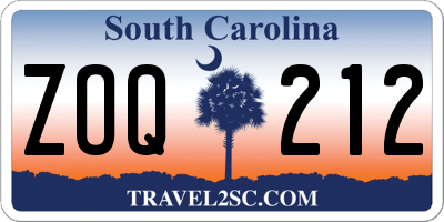 SC license plate ZOQ212