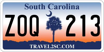 SC license plate ZOQ213