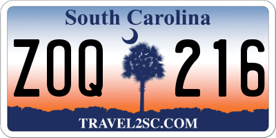 SC license plate ZOQ216