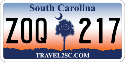 SC license plate ZOQ217