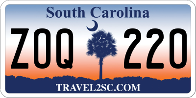 SC license plate ZOQ220