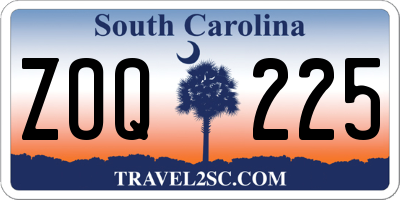 SC license plate ZOQ225