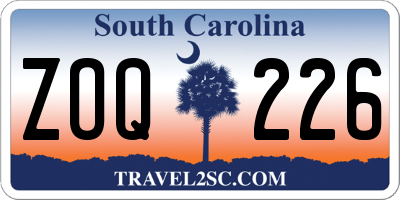 SC license plate ZOQ226