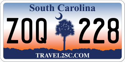 SC license plate ZOQ228