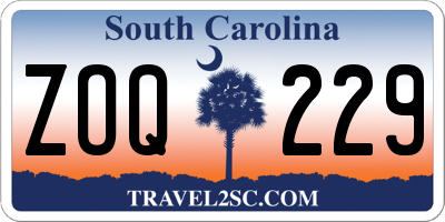 SC license plate ZOQ229