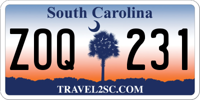 SC license plate ZOQ231