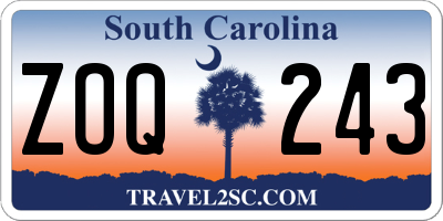 SC license plate ZOQ243